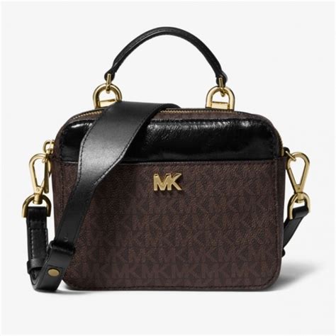 michael kors mott mini small calf leather crossbody purse|MICHAEL Michael Kors Brown Mott Crossbody .